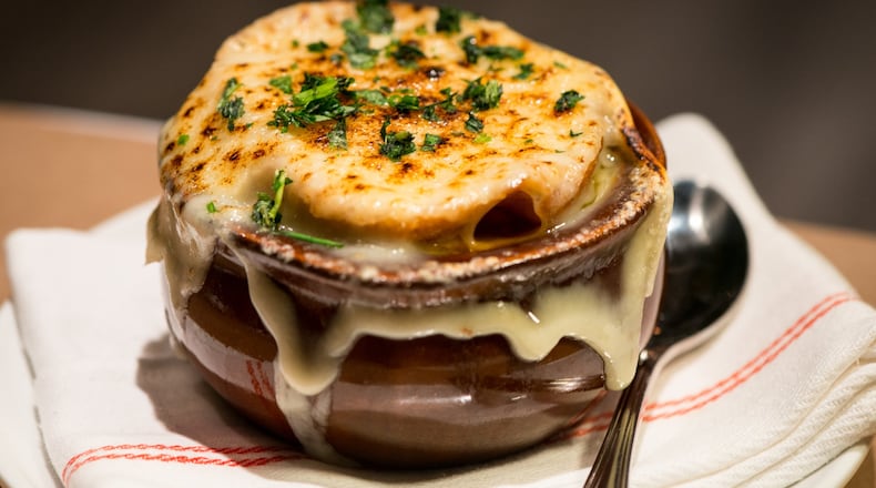 Oxtail french onion soup with cave-aged Gruyere cheese at The Federal. Photo credit- Mia Yakel.
