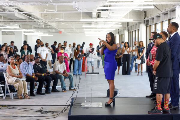 Atlanta Director of Cultural Affairs Adriane Jefferson (center) said her office has received more than 400 applications from groups looking to be part of ATL Culture House programming. (Arvin Temkar/AJC)