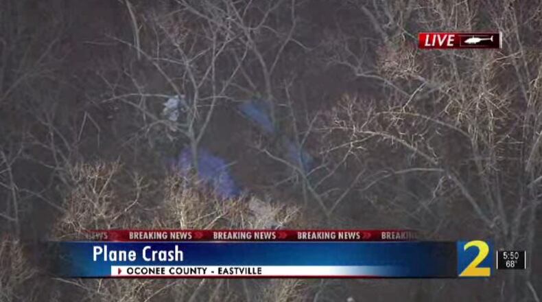 The plane crashed off Elder Road in Oconee County.