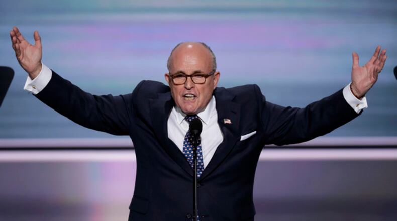 Former New York Mayor Rudy Giuliani speaks during the opening day of the Republican National Convention in Cleveland on Monday. (AP/J. Scott Applewhite)