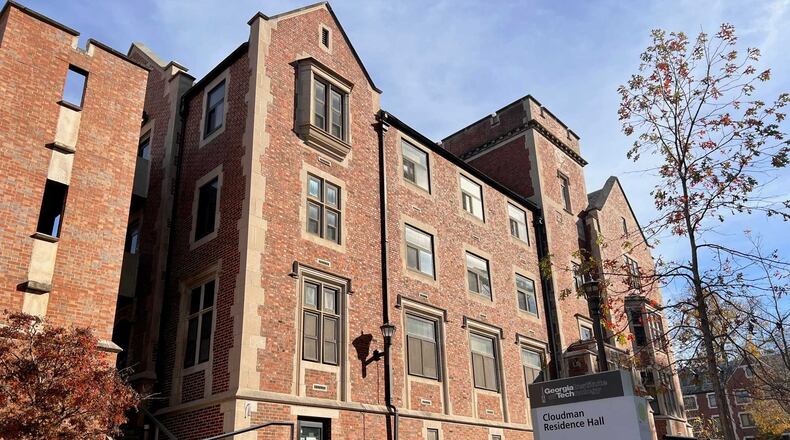 Georgia Tech repaired a recent leak at Cloudman Hall. Some students say leaks have been an issue in the residence hall, which was built in 1931 and last renovated in 1995. (Eric Stirgus / eric.stirgus@ajc.com)