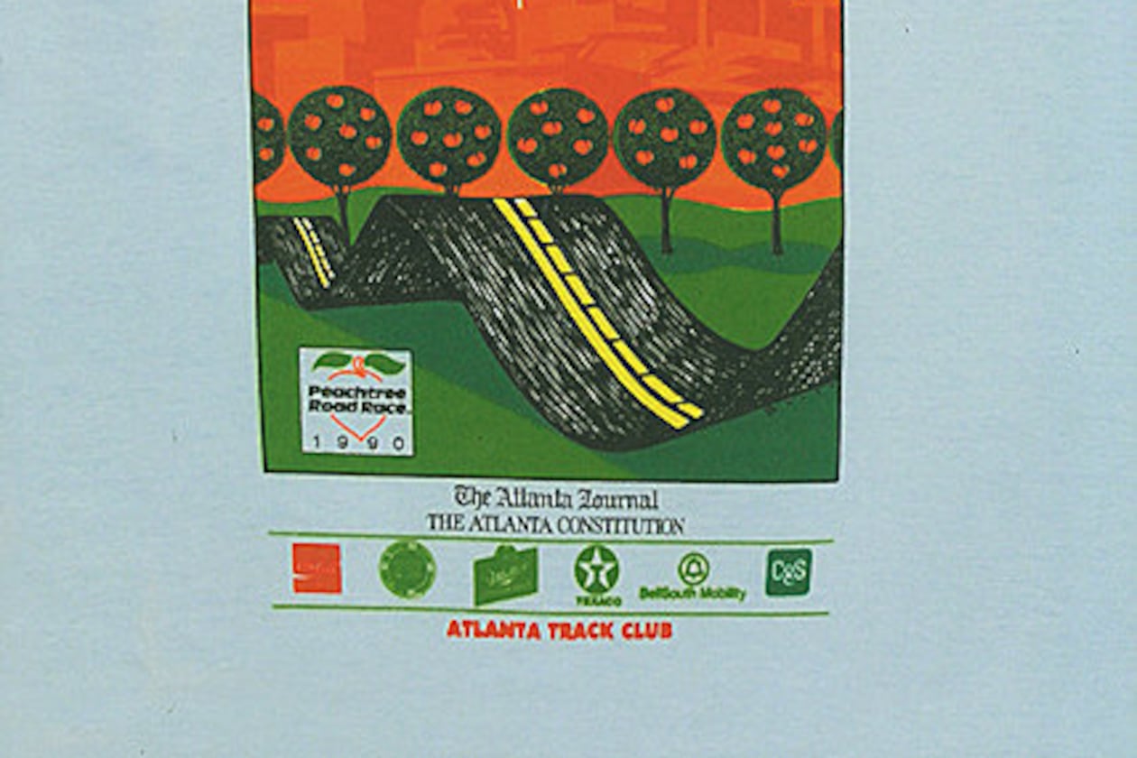 The 1990 shirt was the first to feature the Atlanta skyline -- peach-colored, of course.
