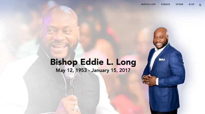 New Birth Missionary Baptist Church changed its website homepage to honor Bishop Eddie Long, who died at age 63. CREDIT: Taken from New Birth Missionary Baptist Church’s website.