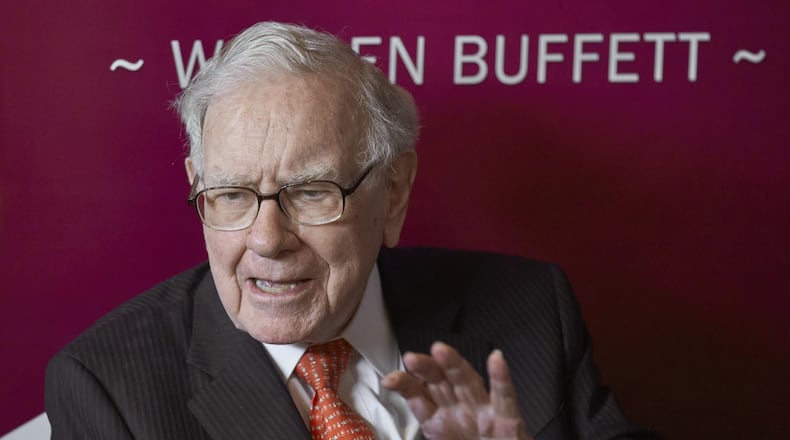 Warren Buffett, Chairman and CEO of Berkshire Hathaway, speaks following the annual Berkshire Hathaway shareholders meeting in Omaha, Neb. in 2019. Buffett held scaled-back online version of Berkshire Hathaway’s annual meeting on May 2, 2020. (AP Photo/Nati Harnik, File)