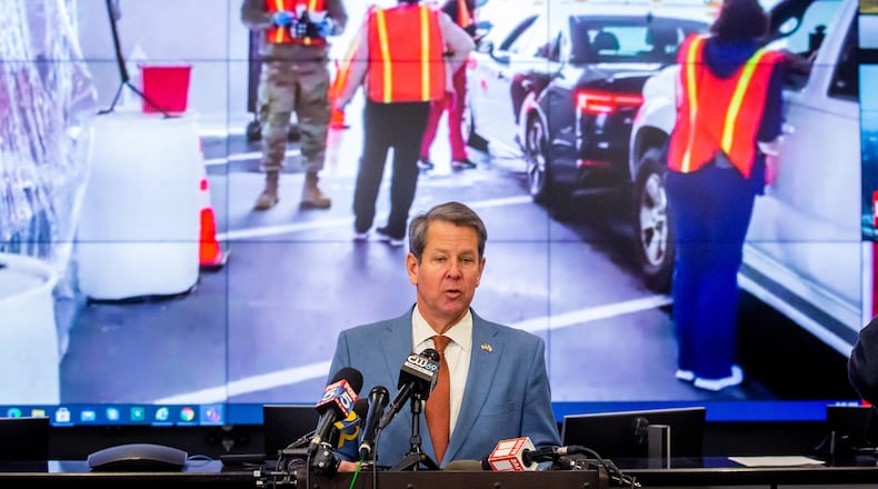 Georgia Gov. Brian Kemp announced Wednesday that five new centers will open in Bartow, Chatham, Muscogee, Ware and Washington counties on March 17 to administer doses of COVID-19 vaccine. STEVE SCHAEFER FOR THE ATLANTA JOURNAL-CONSTITUTION