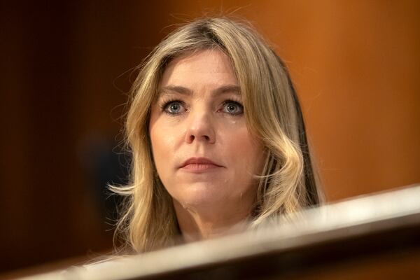 Sarah Wynn-Williams, Facebook's former director of Global Public Policy, testifies before the Senate Judiciary Subcommittee on Crime and Counterterrorism on Capitol Hill, Wednesday, April 9, 2025, in Washington. (AP Photo/Mark Schiefelbein)