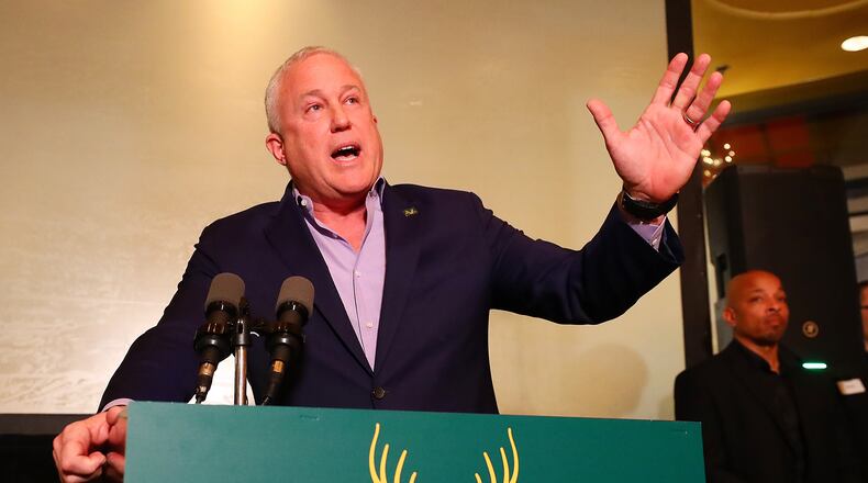 012422 Buckhead: Bill White, leader of the Buckhead cityhood movement, addresses supporters during a fundraiser on Monday, Jan. 24, 2022, in Buckhead. The Buckhead cityhood organization is starting a political action committee with $1 million in the bank, Buckhead City Committee chief executive Bill White told several hundred donors at the Bistro Niko restaurant.   “Curtis Compton / Curtis.Compton@ajc.com”`