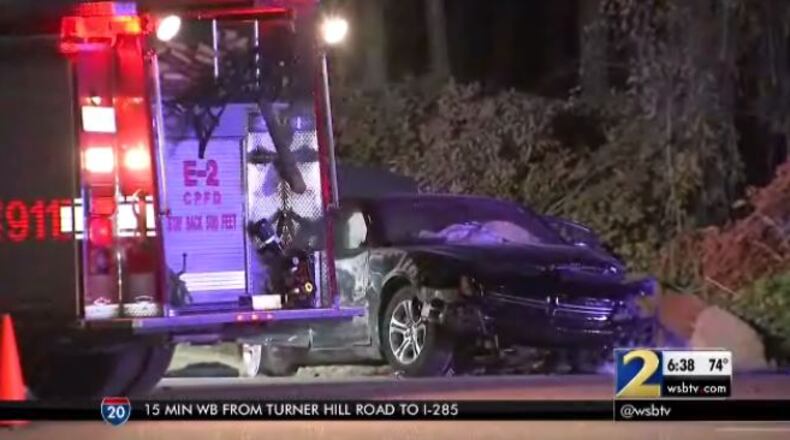 A driver in a crash in College Park had been shot, police said. (Credit: Channel 2 Action News)