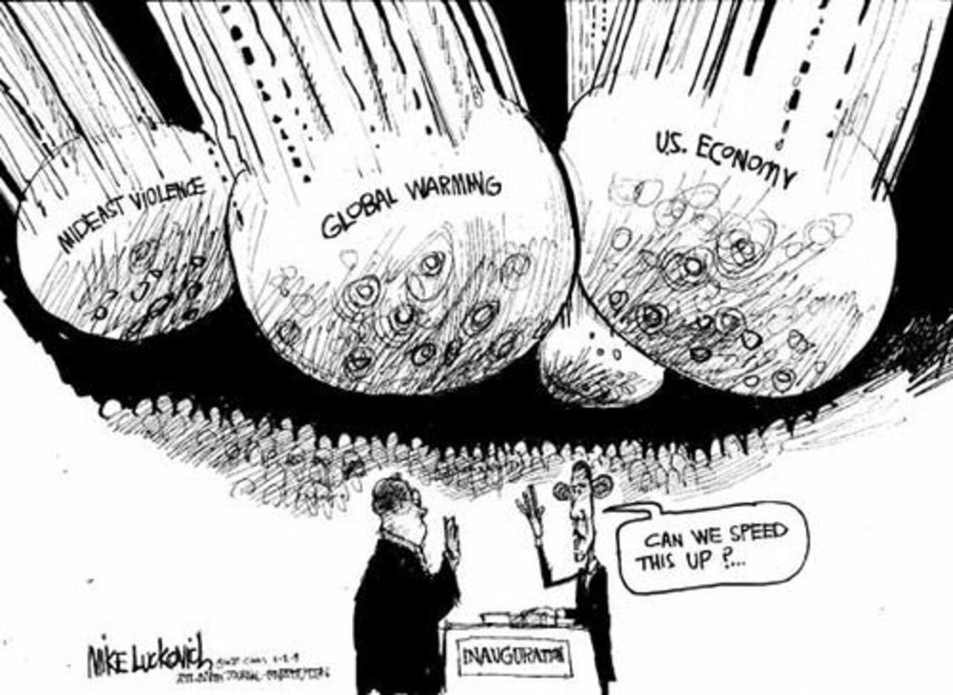 Luckovich cartoons for January, 2009