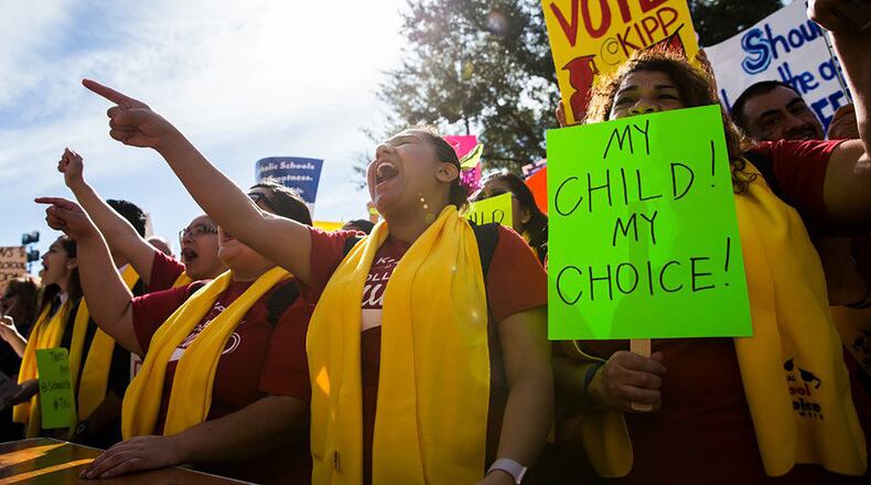 Demonstrators rally to show their support for expanding school choice options during National School Choice Week on Jan. 24, 2017, at the Texas state Capitol in Austin. (Ashley Landis/The Dallas Morning News/TNS)