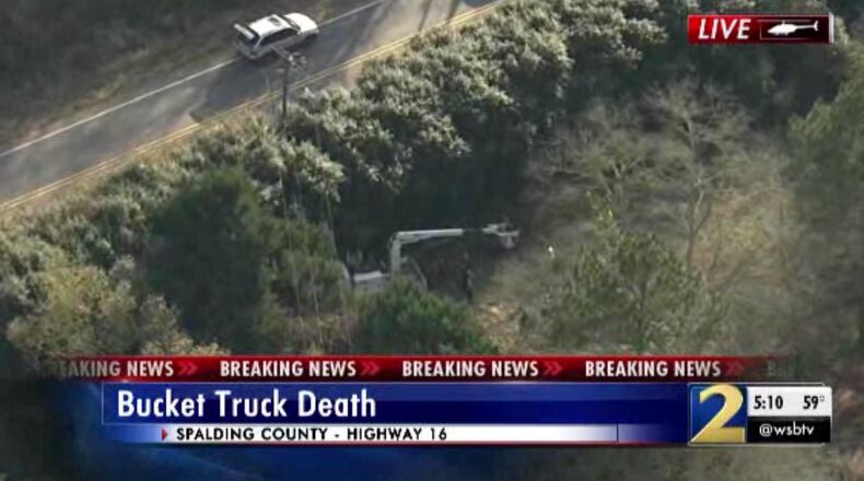 A worker died in Spalding County after an incident on power lines, authorities said.