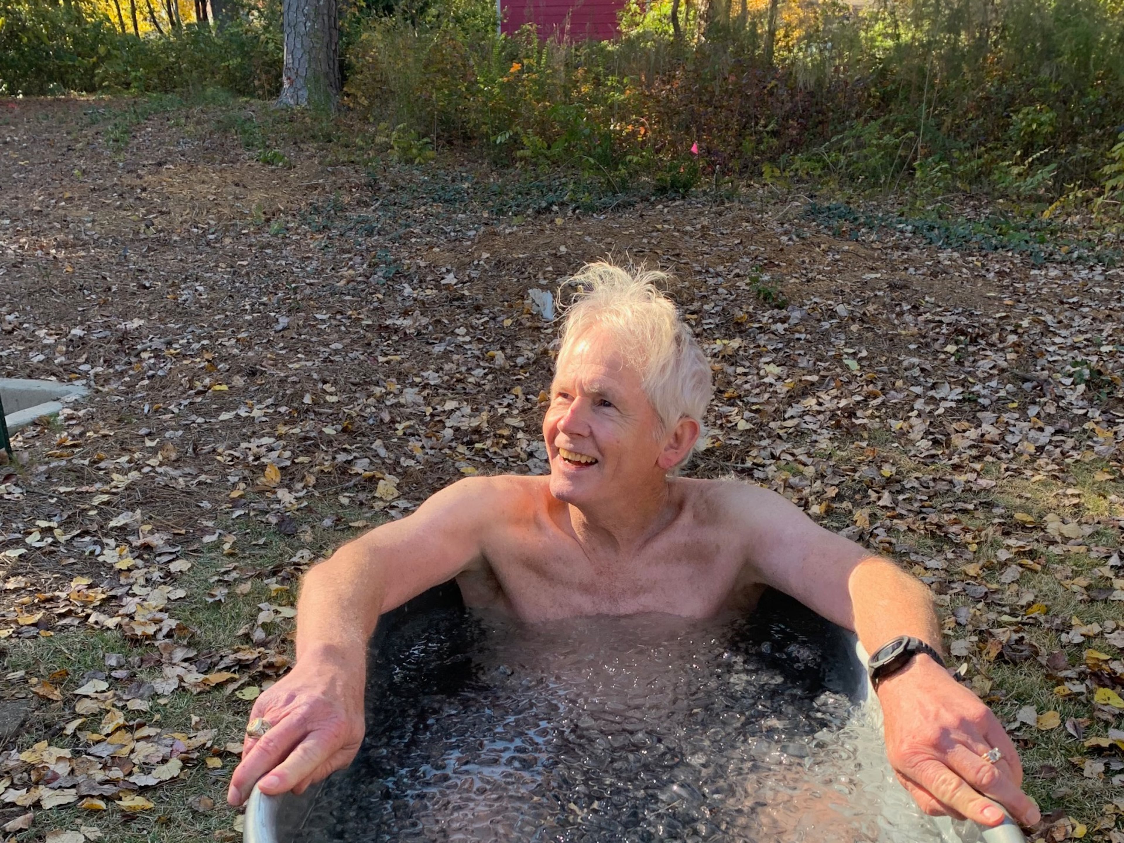 Don Neder sits in a cold bath while focused on his breathing for the Wim Hof Method. (Courtesy of Don Neder)