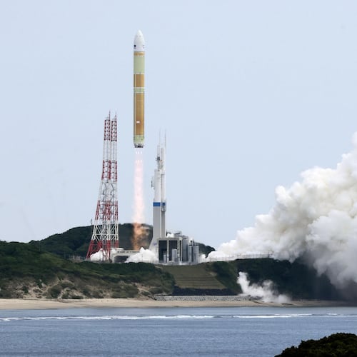 Japan Aerospace Exploration Agency’s H3 rocket is launched from the Tanegashima Space Center in Minamitane, Tanegashima island, southern Japan, Friday, June 12, 2026. (Taichi Nagahisa/Kyodo News via AP)