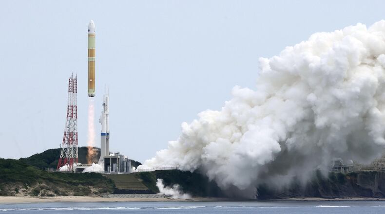 Japan Aerospace Exploration Agency’s H3 rocket is launched from the Tanegashima Space Center in Minamitane, Tanegashima island, southern Japan, Friday, June 12, 2026. (Taichi Nagahisa/Kyodo News via AP)