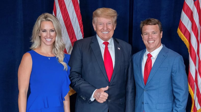 Photo posted to Twitter by Ames Barnett, pictured with former President Donald Trump