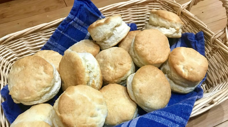 Jolene Black’s Cream Biscuits come out impressive, yet the recipe calls for just two ingredients. LIGAYA FIGUERAS / LFIGUERAS@AJC.COM