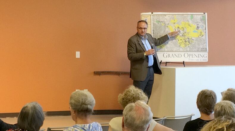 DeKalb County Commissioner Jeff Rader talks about Emory University’s proposed annexation into the city of Atlanta during a community meeting at the Central DeKalb Senior Center on Monday, Aug. 22, 2016. MARK NIESSE / MARK.NIESSE@AJC.COM
