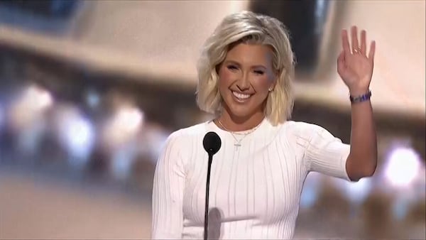 Television personality Savannah Chrisley addresses the Republican National Convention in Milwaukee, Wisconsin.