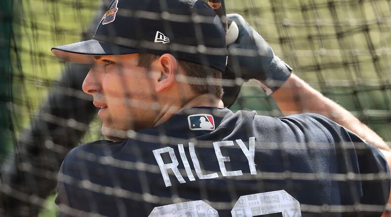 Braves third-base prospect Austin Riley was reassigned to minor league camp Tuesday. He had two long homers in Grapefruit League play. (Curtis Compton/ccompton@ajc.com)