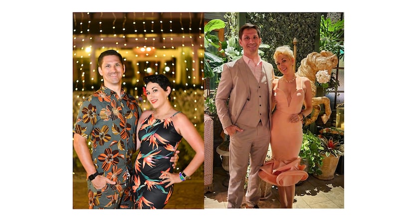 In the photo on the left, taken in September 2020, Camila Garwacki is shown with her husband, James Garwacki. They also appear in the photo on the right, taken in March, after they began a program with Nancy Masoud, a metabolic specialist. (Photos contributed by Camila Garwacki).