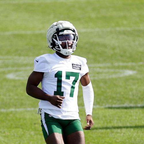 FILE - New York Jets cornerback Kris Boyd takes part in an NFL football training camp, July 23, 2025, in Florham Park, N.J. (AP Photo/Adam Hunger, File)