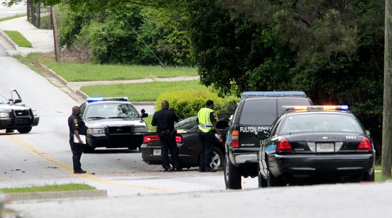 Two children were badly hurt Friday morning when the vehicle they were in ran off a south Fulton County road and struck a tree, police said. BOB ANDRES/BANDRES@AJC.COM