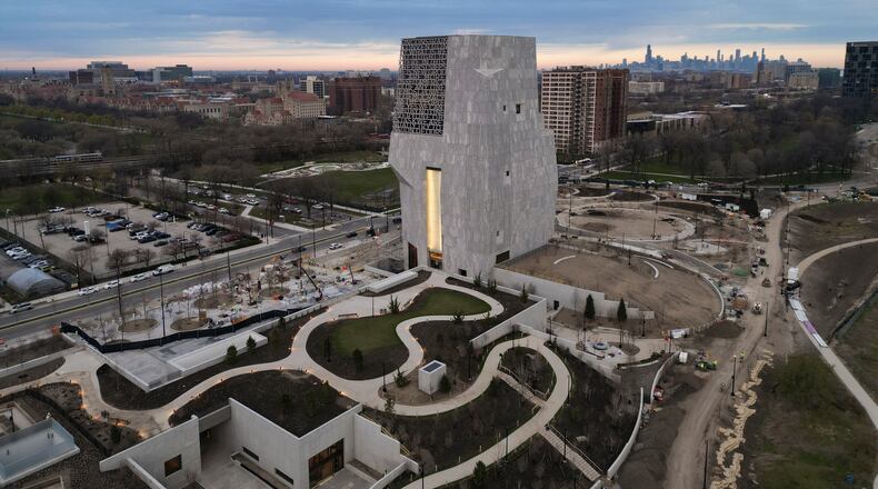 The Obama Presidential Center is seen Thursday, April 9, 2026, in Chicago. (AP Photo/Erin Hooley)