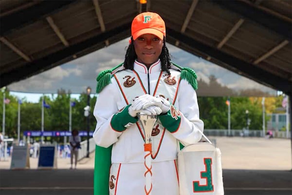 Since Oluwamodupe “Dupe” Oloyede was announced as head drum major over the summer, Oloyede has been thoughtful about how she wants to present herself. (FAMU Marching 100 band)