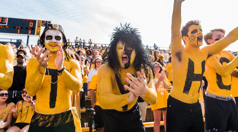 Students cheer on their Owls prior to kickoff for Saturday's matchup between Kennesaw State and North Greenville, Saturday, Sept. 30, 2017. (Special by Cory Hancock)