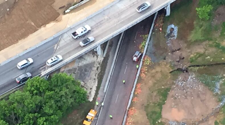 I-985 North in Gwinnett County was littered with hundreds of watermelons early Thursday. (Credit: Channel 2 Action News.)