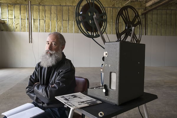 Andy Ditzler, founder of the “Film Love” cinema series, will be showing the 8-hour Andy Warhol film “Empire” in this room at The Works. (Alyssa Pointer/AJC)