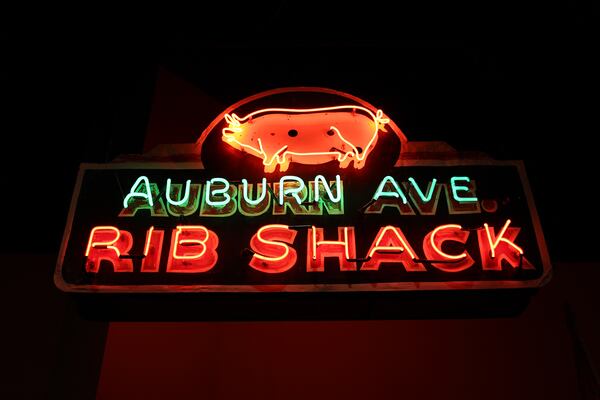 A notable piece of Atlanta streetscape history, the Auburn Ave. Rib Shack neon sign from the 1950s, is included in the Atlanta History Center exhibition Barbecue Nation. CONTRIBUTED BY: Atlanta History Center