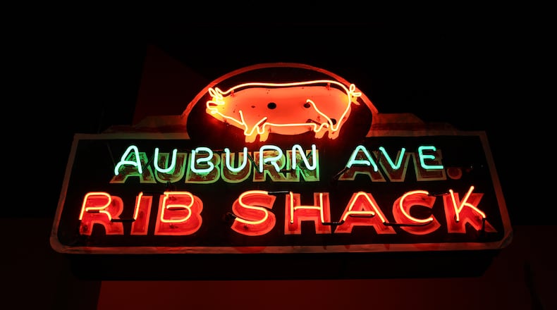 A notable piece of Atlanta streetscape history, the Auburn Ave. Rib Shack neon sign from the 1950s, is included in the Atlanta History Center exhibition Barbecue Nation. CONTRIBUTED BY: Atlanta History Center