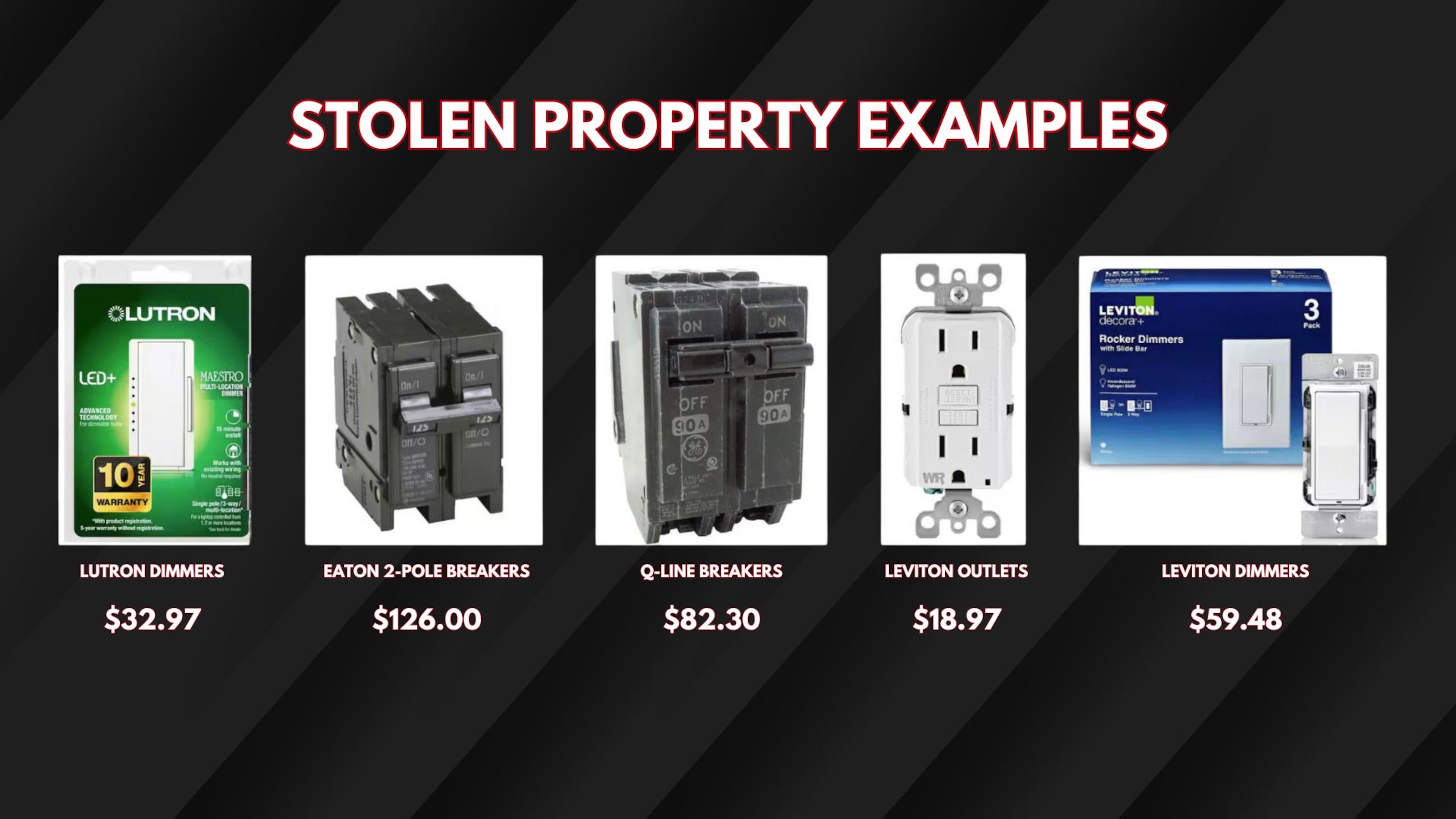 Examples of Home Depot product that was allegedly stolen in the California case. (Courtesy of Ventura County District Attorney)