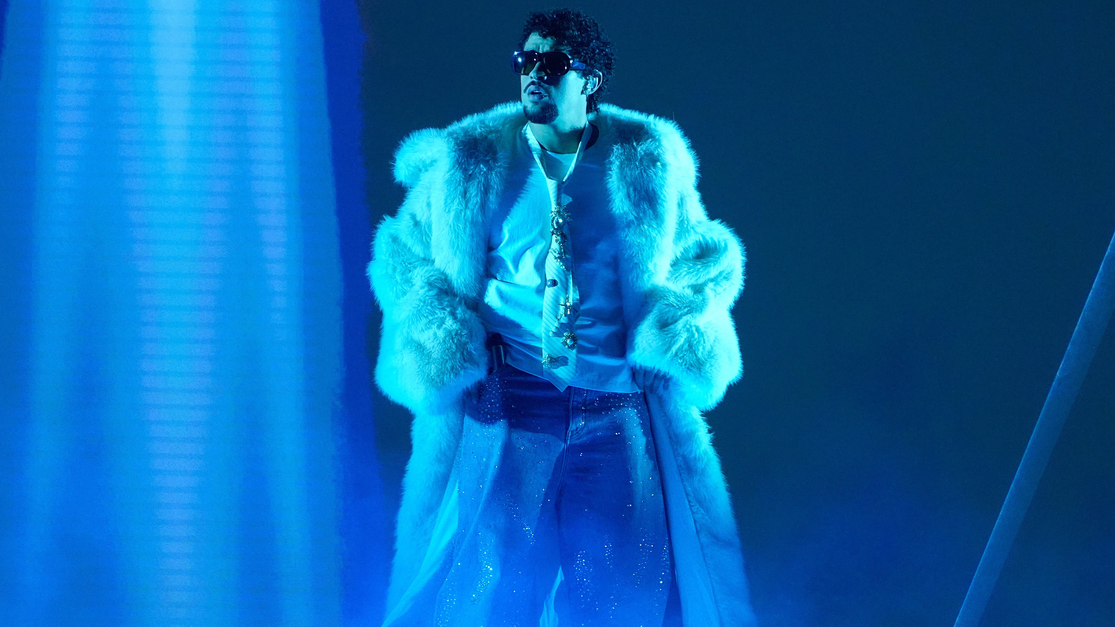 Bad Bunny performs during the iHeartRadio Music Awards in Los Angeles on March 17, 2025. (AP Photo/Chris Pizzello)