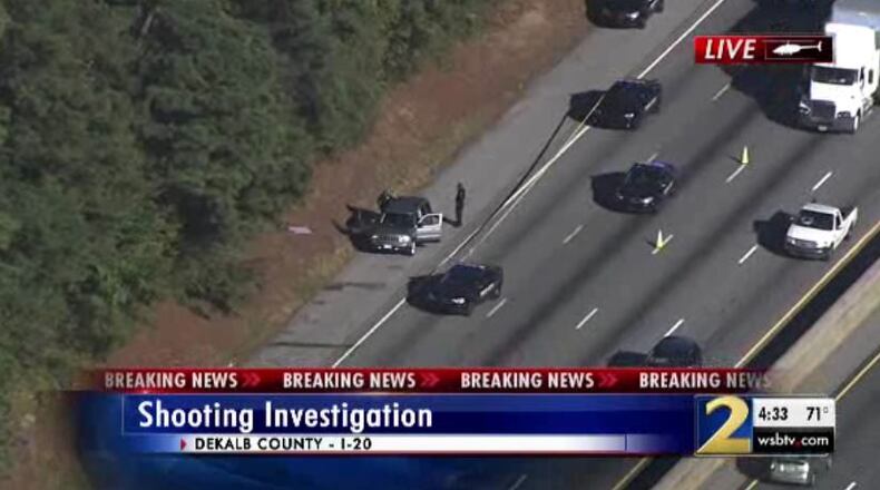 A silver SUV along I-20 West was involved in a fatal shooting Thursday in DeKalb County.