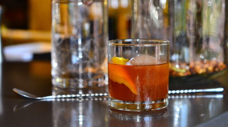 Elberta Fashion is a peachy Old Fashioned riff. Courtesy of Eight Sushi