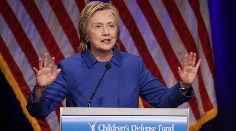 WASHINGTON, DC - NOVEMBER 16: Former Secretary of State Hillary Clinton delivers remarks while being honored during the Children's Defense Fund's Beat the Odds Celebration at the Newseum November 16, 2016 in Washington, DC. This was the first time Clinton had spoken in public since conceeding the presidential race to Republican Donald Trump. (Photo by Chip Somodevilla/Getty Images)