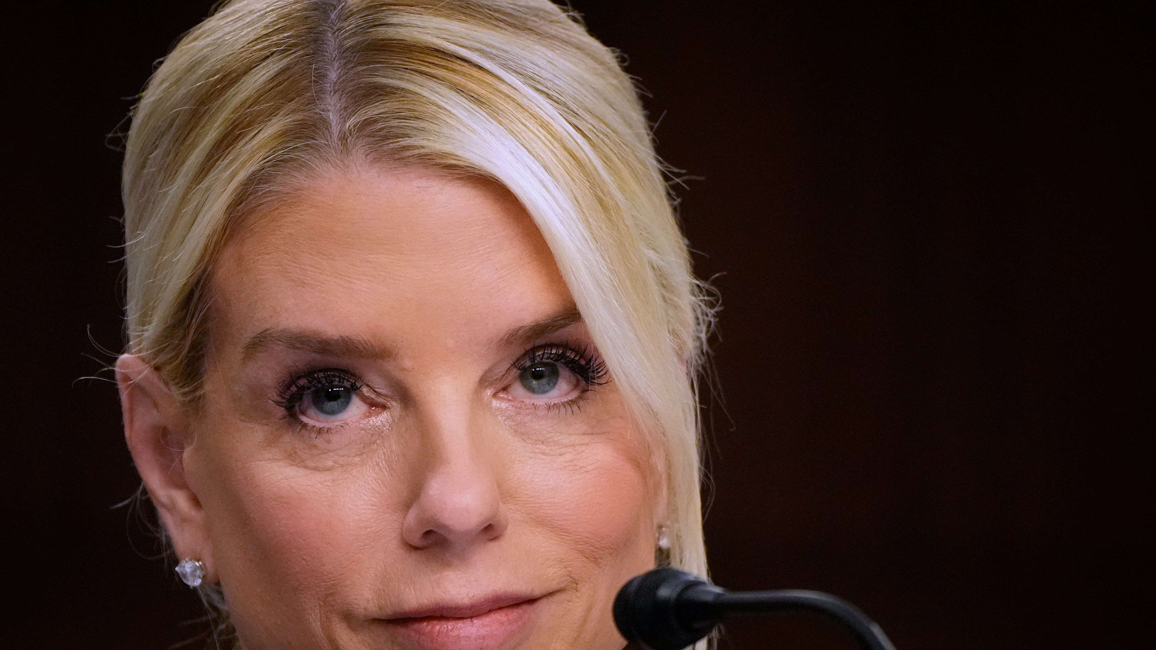 Attorney General Pam Bondi appears before a Senate Judiciary Committee oversight hearing on Capitol Hill in Washington, Tuesday, Oct. 7, 2025. (AP Photo/Mark Schiefelbein)