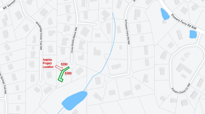A stormwater detention facility off Cross Roads Manor in Sandy Springs will be renewed under a $177,531 contract awarded by the City Council. CITY OF SANDY SPRINGS