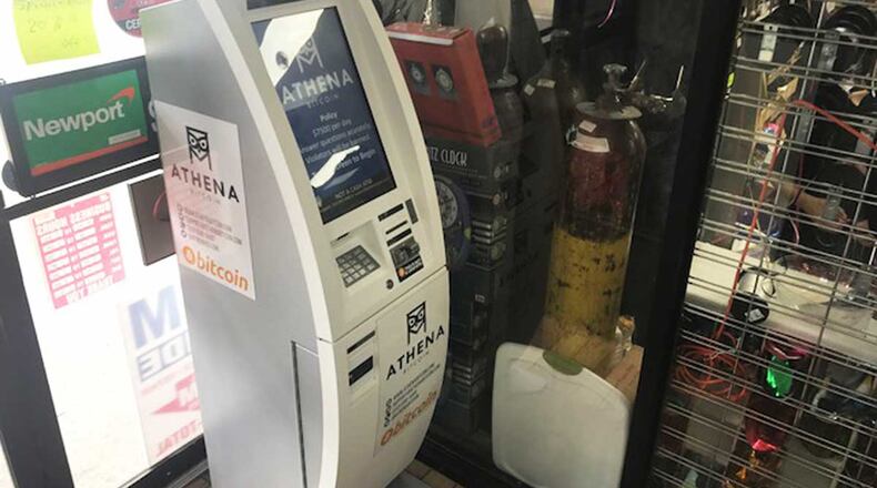 A Bitcoin ATM in the vestibule of the Dollar Plus variety store on Ogontz Avenue in Cheltenham Township. (Sam Wood/Philadelphia Inquirer/TNS)