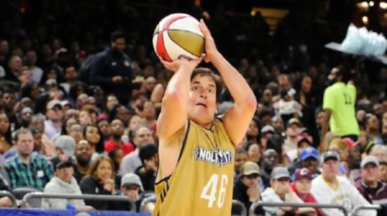 Dallas Mavericks owner Mark Cuban takes a shot during Friday night's NBA All-Star Celebrity Game in New Orleans.