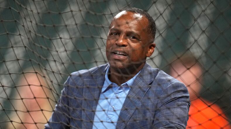 FILE - Houston Astros general manager Dana Brown during batting practice before a baseball game, Monday, July 20, 2026, in Houston. (AP Photo/Karen Warren, File)