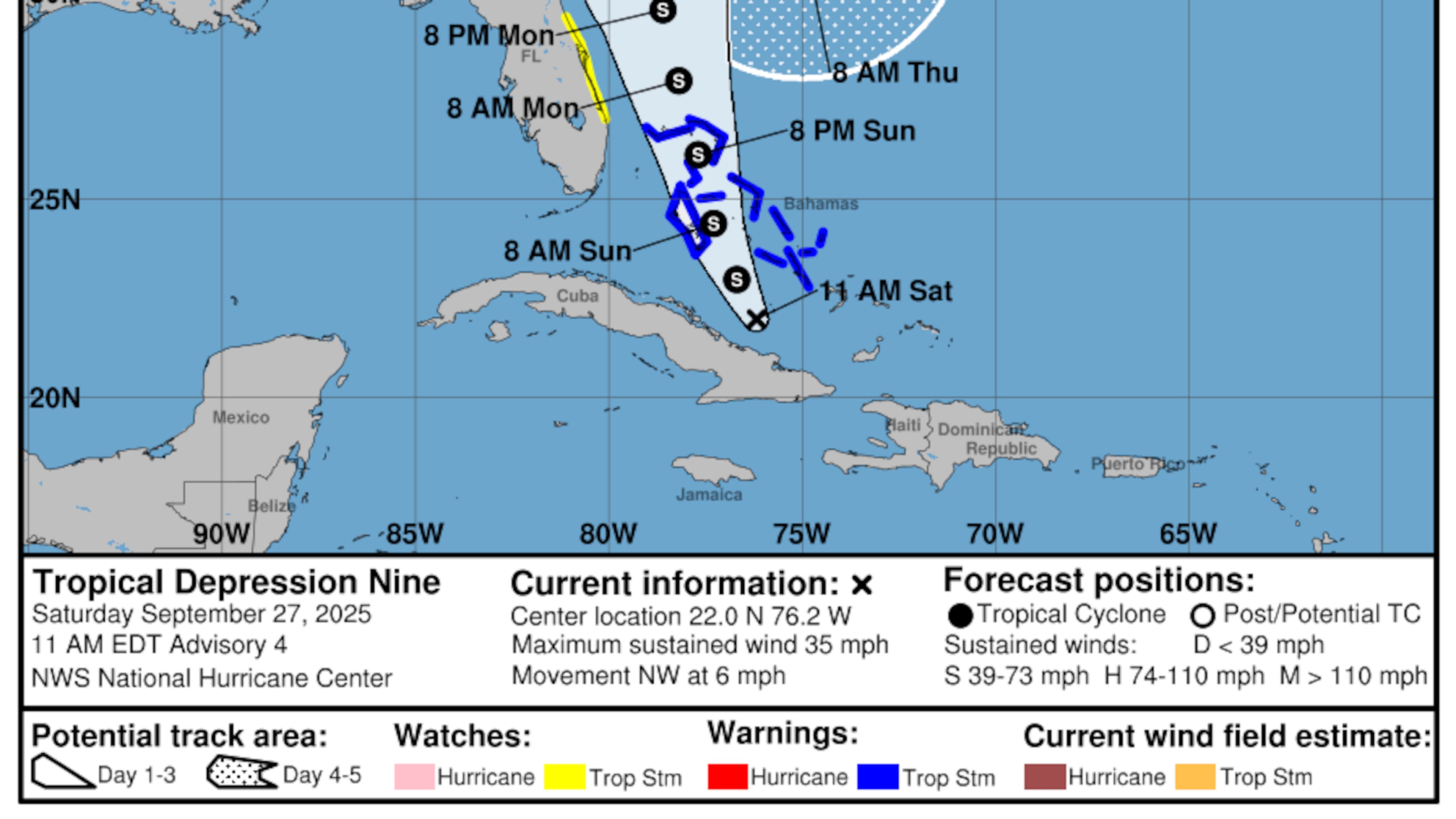 The National Hurricane Center released a possible track for the system that could impact South Georgia. (National Hurricane Center)