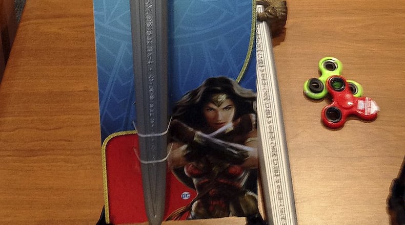 The group says a Wonder Woman “battle sword” has the potential to cause blunt-force injuries. Contributed by Philip Marcelo/AP