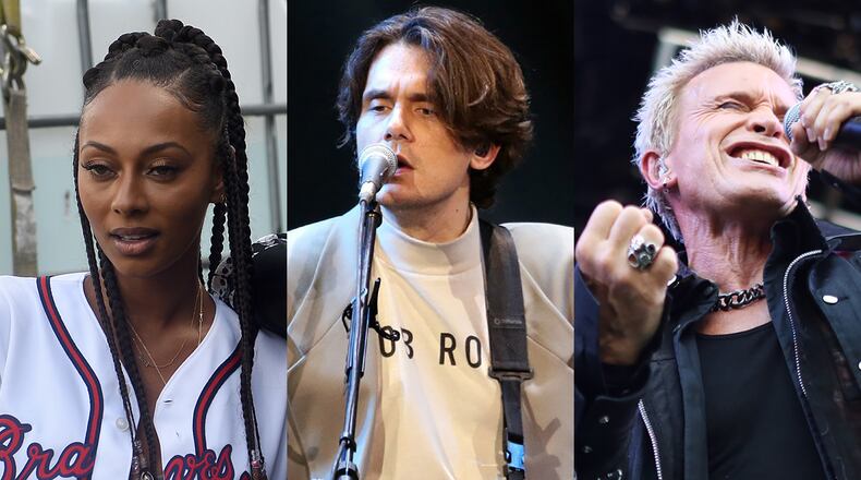 Keri Hilson will be performing at an upcoming Hawks game. Both John Mayer and Billy Idol have concerts this year in Atlanta. AJC FILE PHOTOS