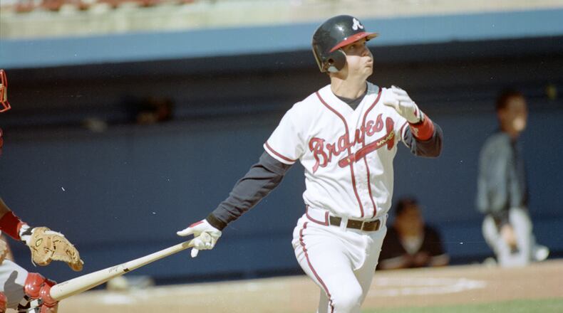 Chipper Jones hits a home run during a spring training start on March 4, 1994.
