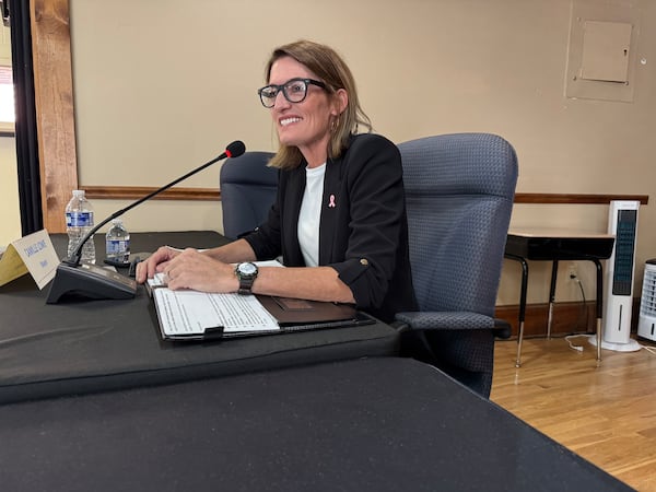 Chattahoochee Hills City Councilwoman Camille Lowe participates in a mayoral forum on Sunday, Oct. 12, 2025 in Chattahoochee Hills.