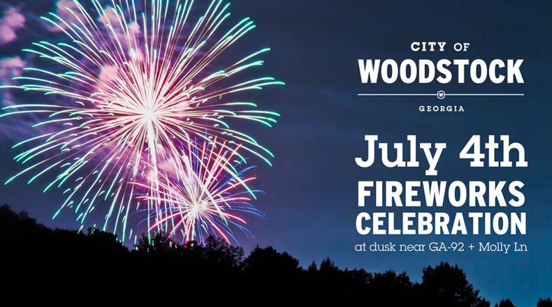 Woodstock’s Fourth of July fireworks show will be held as scheduled this year, but the July 4th Spectacular Parade and Festival have been canceled and the Freedom Run, postponed to this fall. CITY OF WOODSTOCK