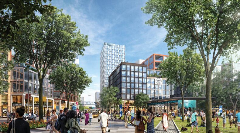 An artist’s rendering of the live-work-play development proposed for Atlanta’s downtown Gulch.